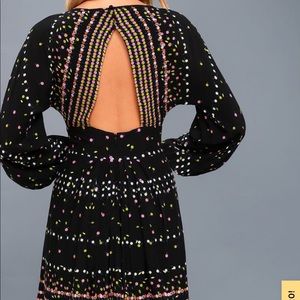 Free People Coryn Black Print Long Sleeve Dress
